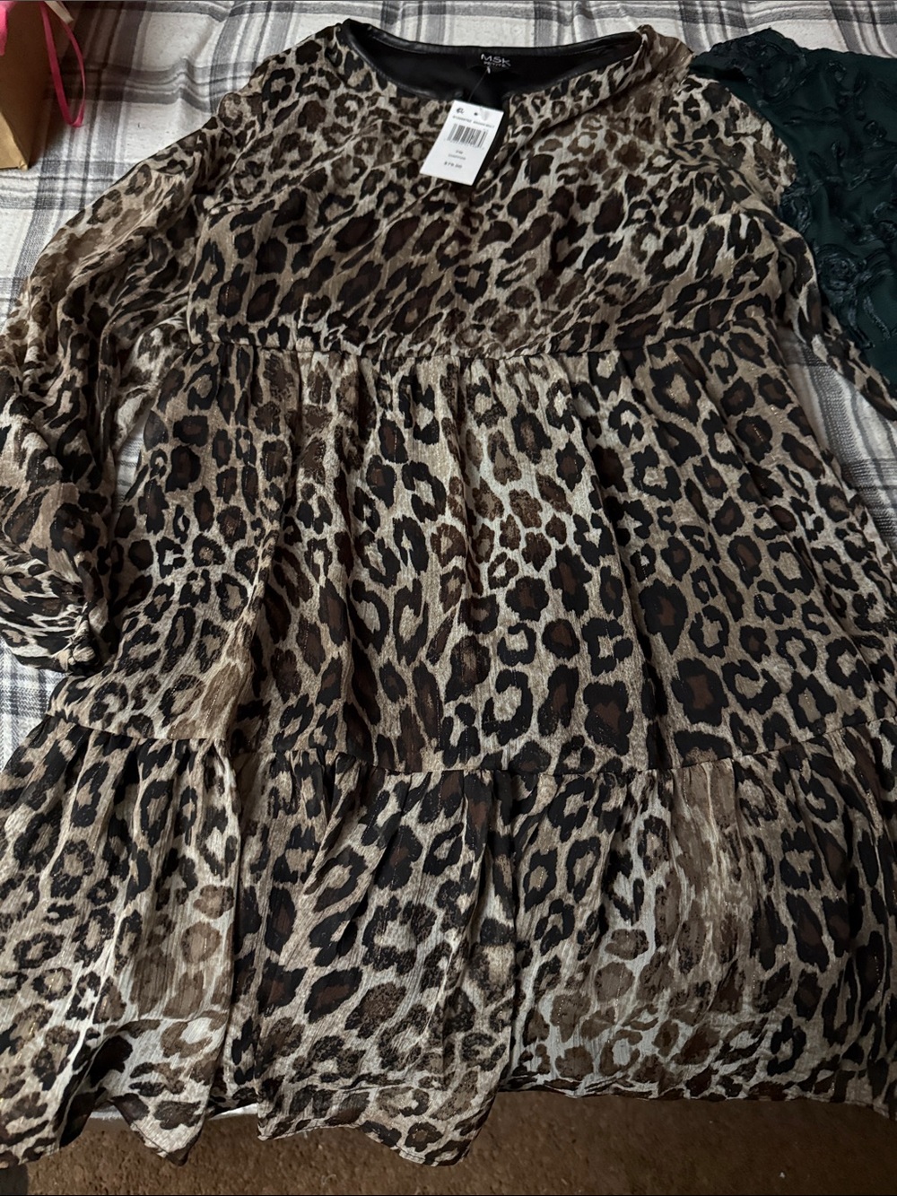 Leopard Print Tiered Tunic - Brown/Black